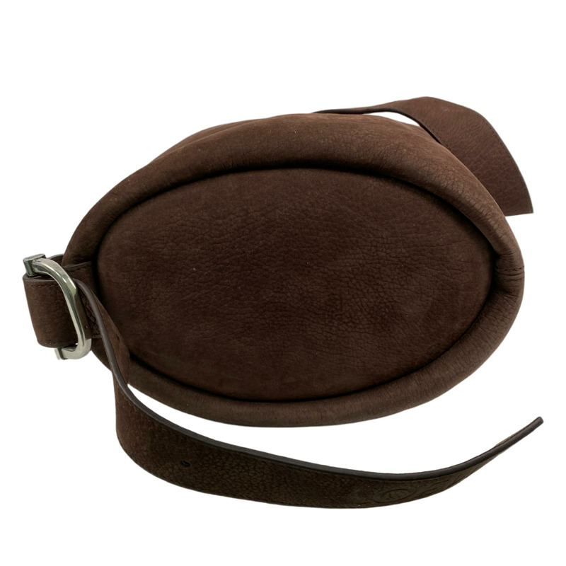 △ LOEWE 羅意威 Brown Suede Loop Bucket Medium Shoulder Bag 啡色麂皮肩背包-267010005-5