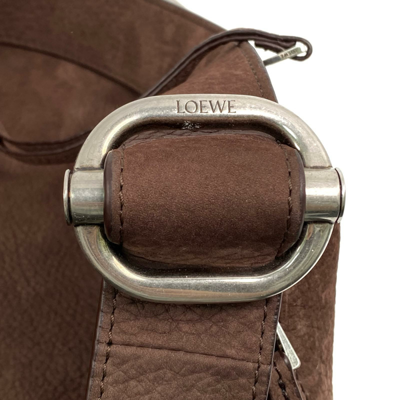 △ LOEWE 羅意威 Brown Suede Loop Bucket Medium Shoulder Bag 啡色麂皮肩背包-267010005-11