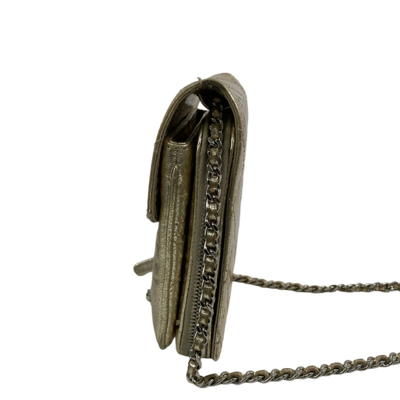 △ CHANEL 香奈兒 Gold Goatskin Silver Tone Metal Mini No.16 Chain Crossbody Bag 金色山羊皮銀色金屬No.16鎖鏈斜揹袋-267010687-2