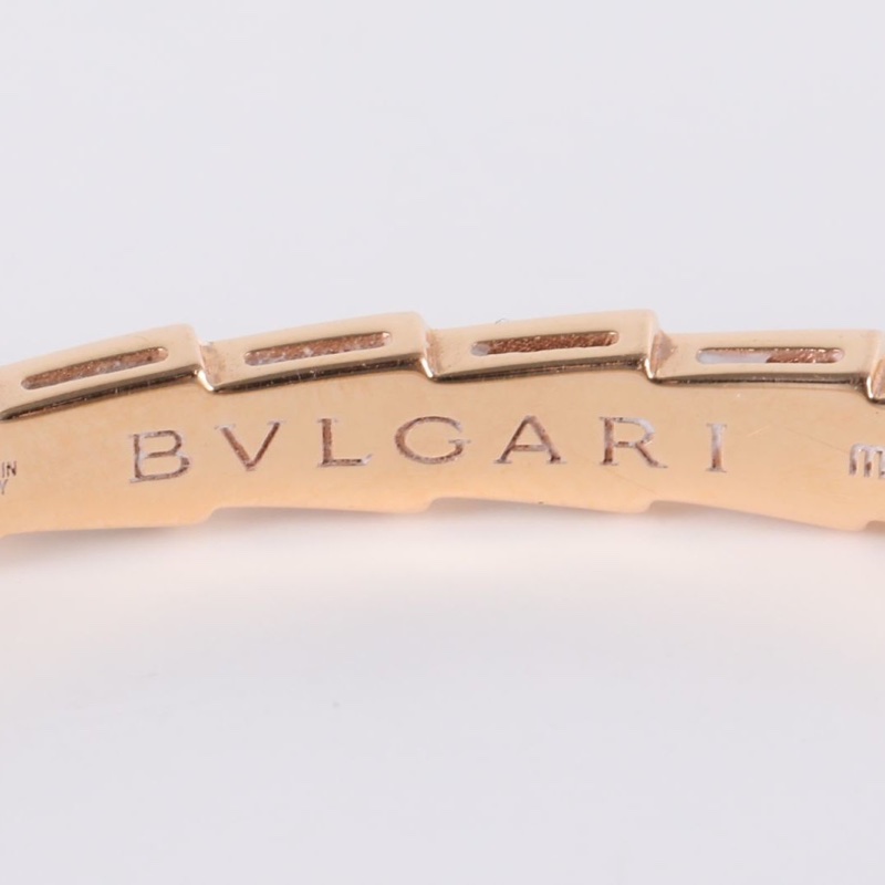 BVLGARI 18K玫瑰金serpentiviper系列鑲嵌窄版蛇骨手鐲M碼-4