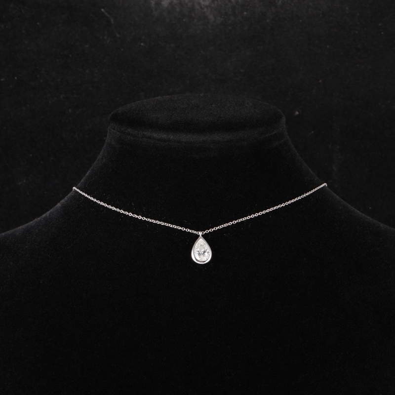 TIFFANY&CO 鑽石pt950水滴形水鑽1.02克拉VVS1項鏈-4