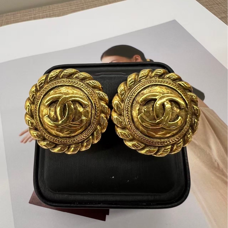 Chanel 金色麻花圓餅耳夾（經典絕版美品）-6