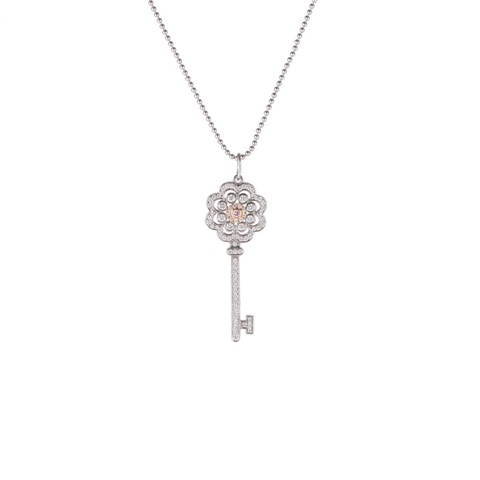 TIFFANY&CO 18K白金鑽石pt950太陽花小號3.2cm鑰匙項鏈