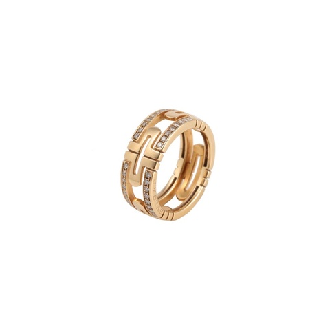 BVLGARI PARENTESI迴紋針18K金半鑲鑽戒指18K黃金/鑽石54