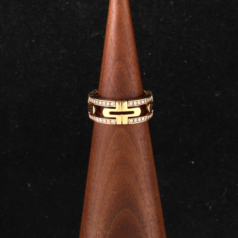 BVLGARI PARENTESI迴紋針18K金半鑲鑽戒指18K黃金/鑽石54-1
