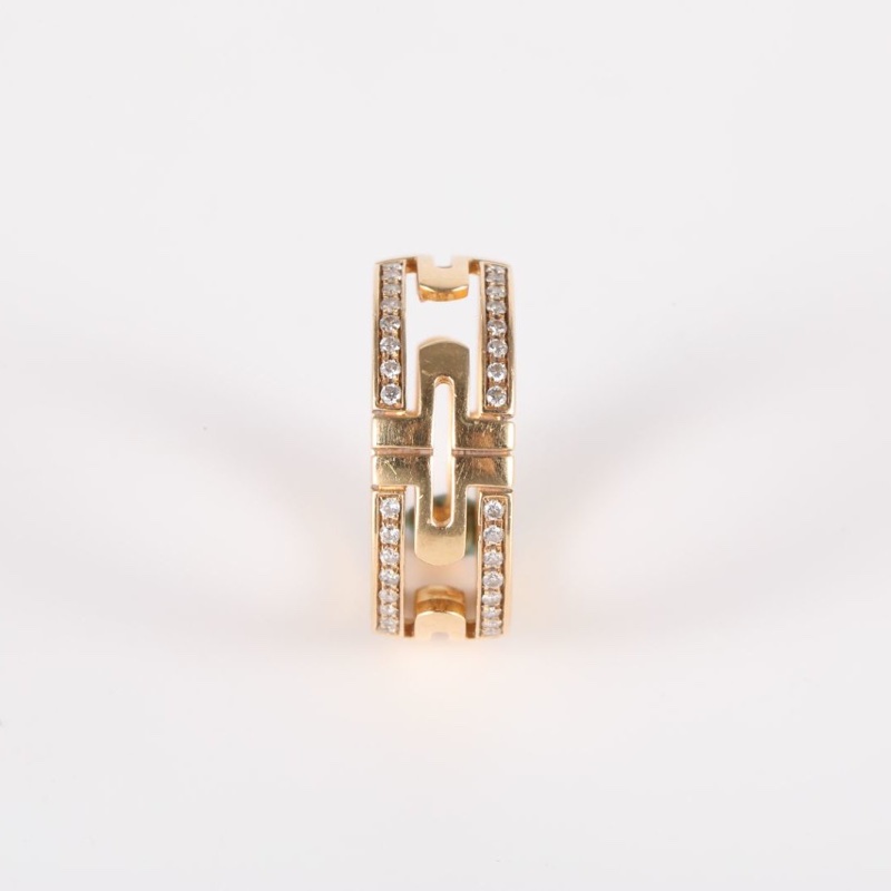 BVLGARI PARENTESI迴紋針18K金半鑲鑽戒指18K黃金/鑽石54-4