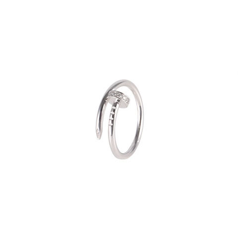 CARTIER JUSTEUNCLOU釘子頭尾鑽窄版18K白金/鑽石53