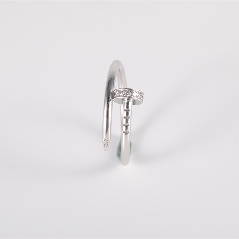 CARTIER JUSTEUNCLOU釘子頭尾鑽窄版18K白金/鑽石53-1