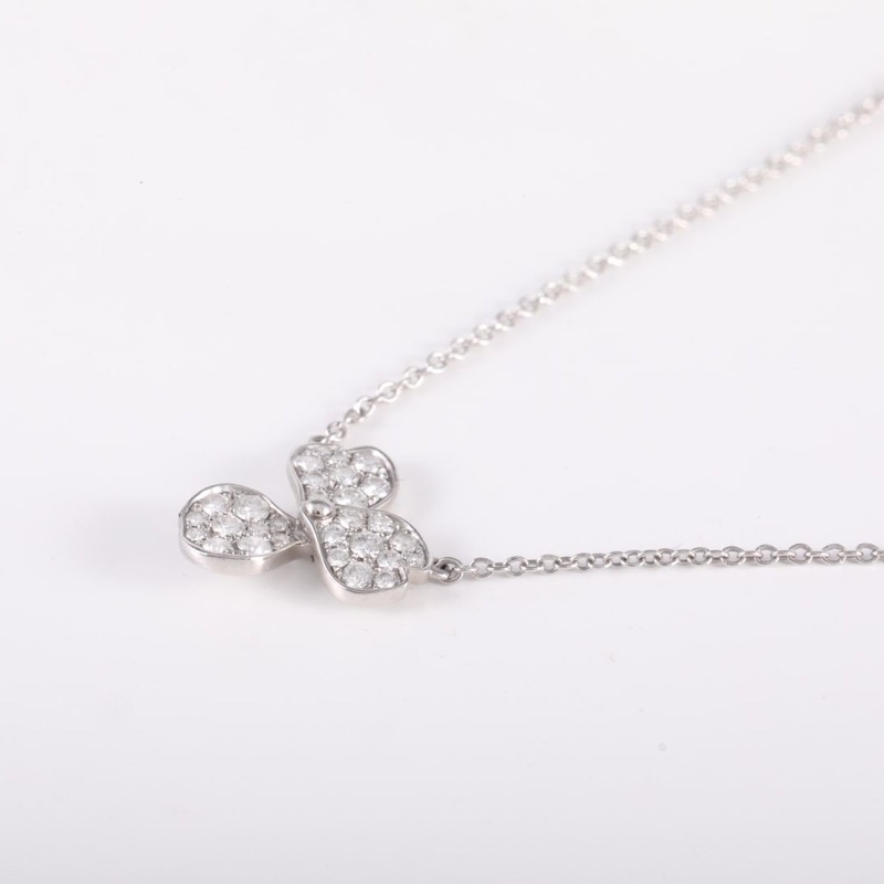 TIFFANY&CO 鑽石pt950PAPERFLOWERS三葉草花朵滿鑽項鏈-1