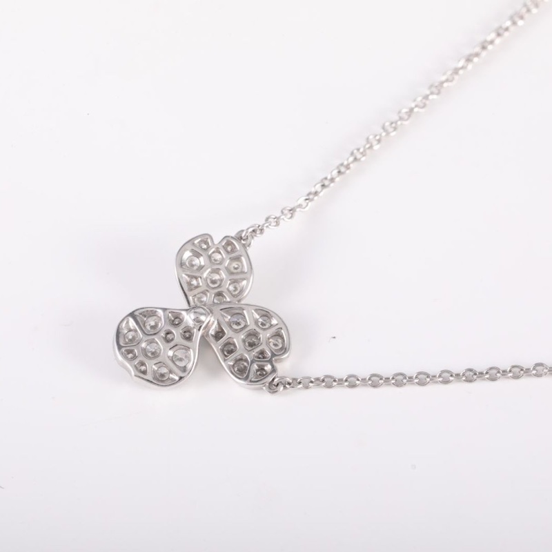 TIFFANY&CO 鑽石pt950PAPERFLOWERS三葉草花朵滿鑽項鏈-2