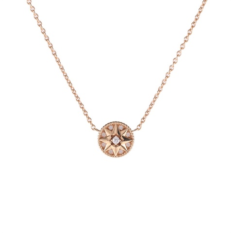 DIOR 18K玫瑰金ROSEDESVENTS滿鑽八芒星羅盤項鏈