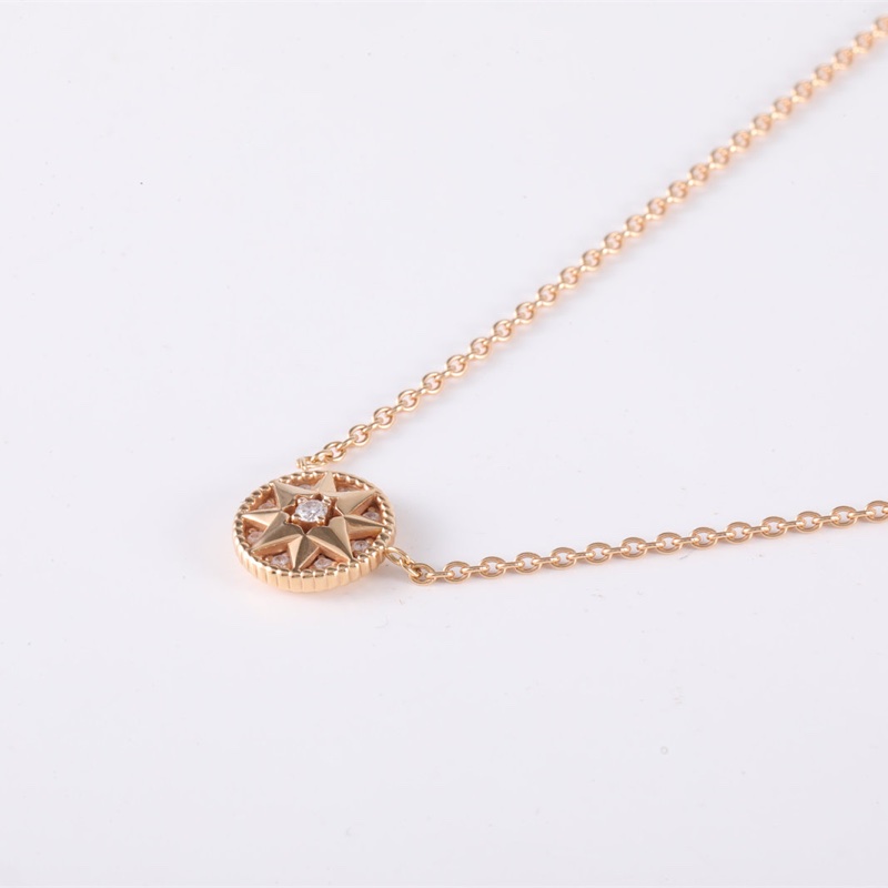 DIOR 18K玫瑰金ROSEDESVENTS滿鑽八芒星羅盤項鏈-1