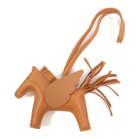 HERMES Milo/Swift皮革Rodeo Pegase PM掛飾Gold