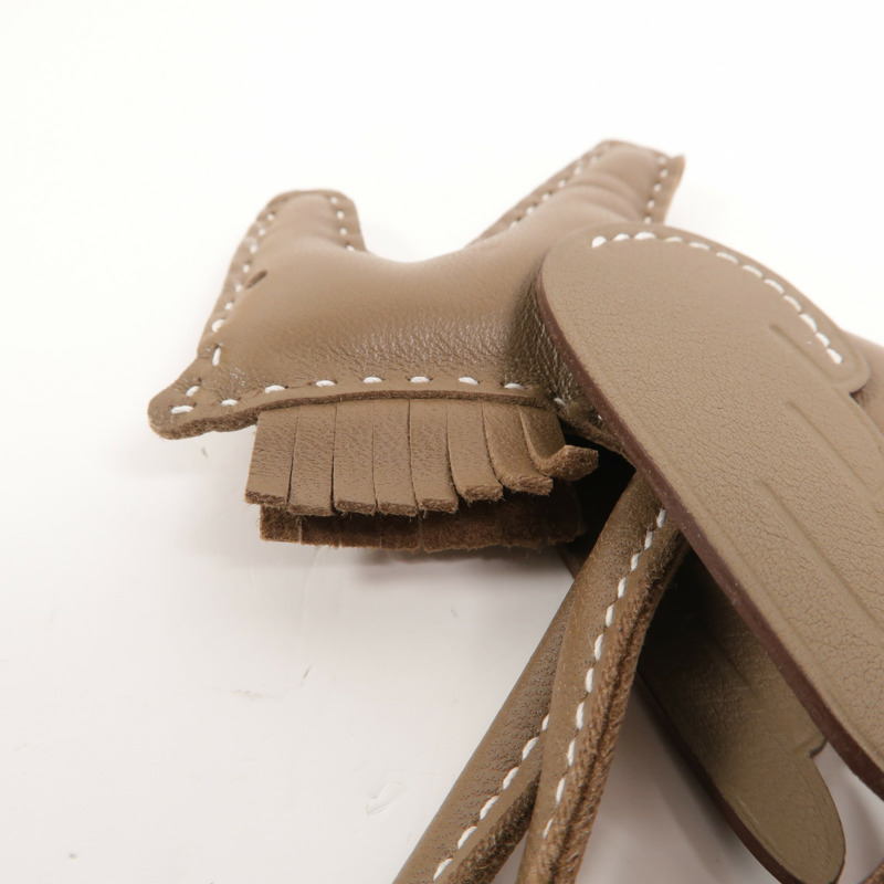 HERMES Milo/Swift皮革Rodeo Pegase PM掛飾Etoupe-3