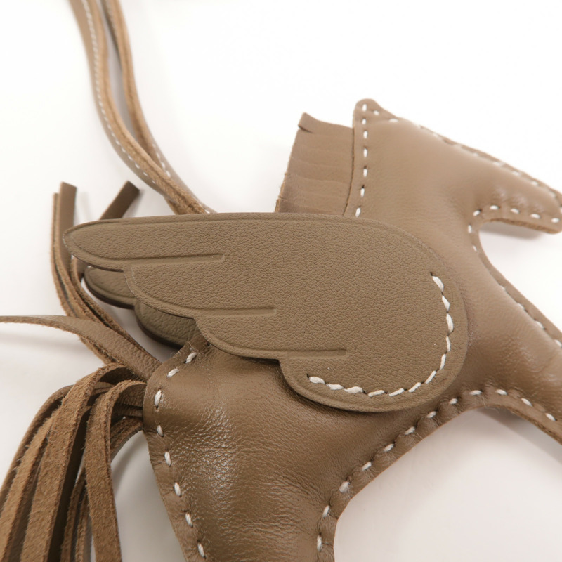 HERMES Milo/Swift皮革Rodeo Pegase PM掛飾Etoupe-7