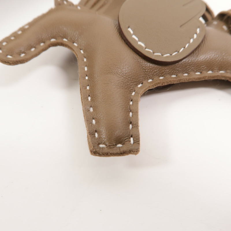 HERMES Milo/Swift皮革Rodeo Pegase PM掛飾Etoupe-11