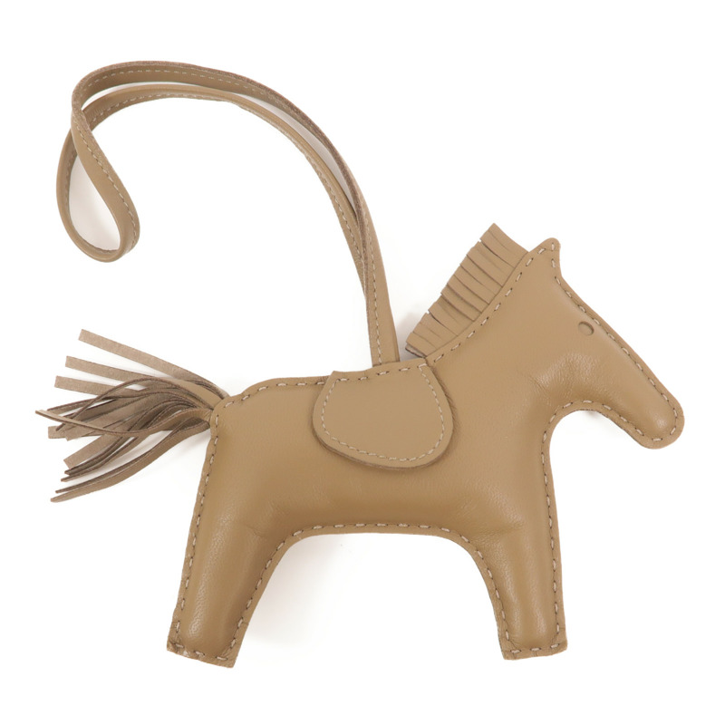 HERMES Milo皮革Rodeo MM掛飾Etoupe-1