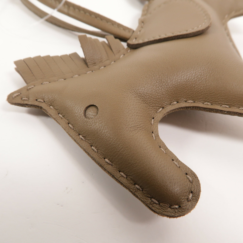 HERMES Milo皮革Rodeo MM掛飾Etoupe-10
