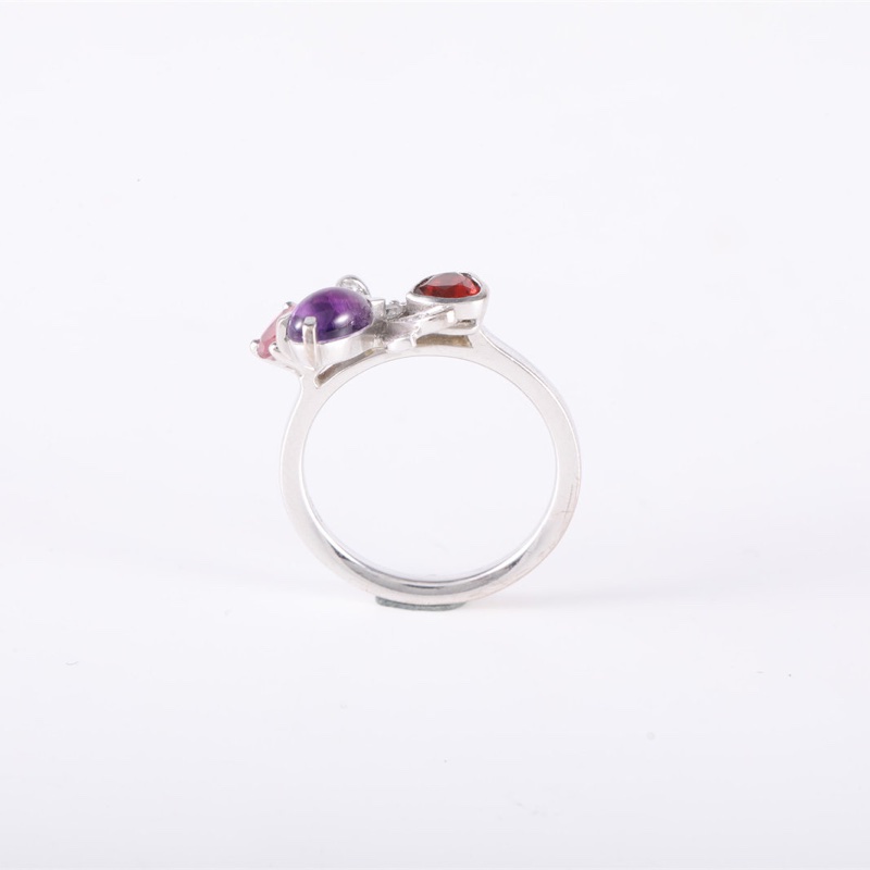 CHAUMET 18K白金鑽石花園系列鑲鑽蜜蜂彩寶戒指50-3