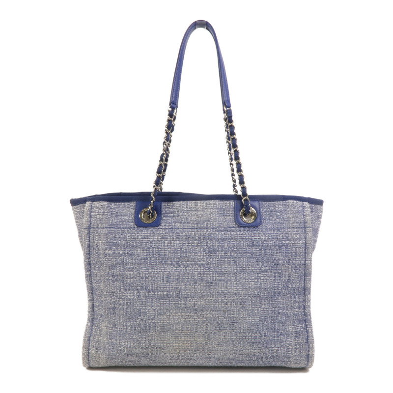CHANEL 帆布Deauville MM鏈帶肩背袋-1