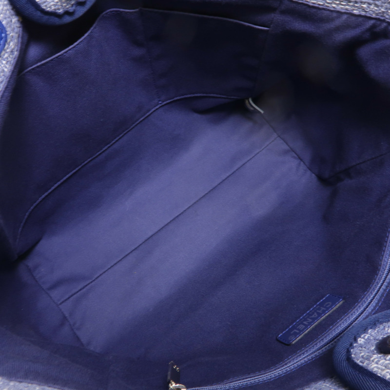 CHANEL 帆布Deauville MM鏈帶肩背袋-4