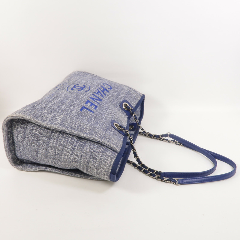 CHANEL 帆布Deauville MM鏈帶肩背袋-8