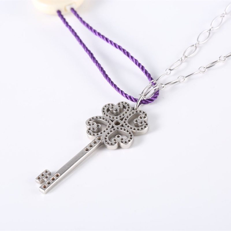 TIFFANY&CO 18K白金鑽石pt950四葉草鑰匙牌吊墜項鏈-2
