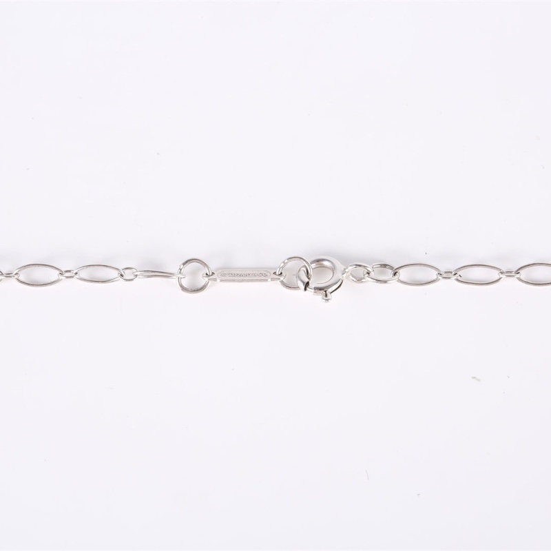 TIFFANY&CO 18K白金鑽石pt950四葉草鑰匙牌吊墜項鏈-4