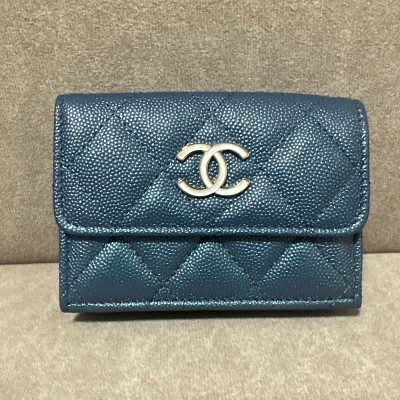 CHANEL 💫 美人魚 珠光 迷你 三折 短夾-0