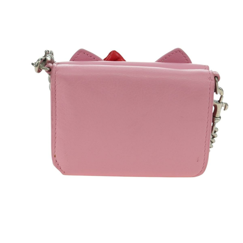 【日本直送】BALENCIAGA 迷你鏈條皮夾 Kitty 皮革粉紅銀色 623241 正品 170544SM-1
