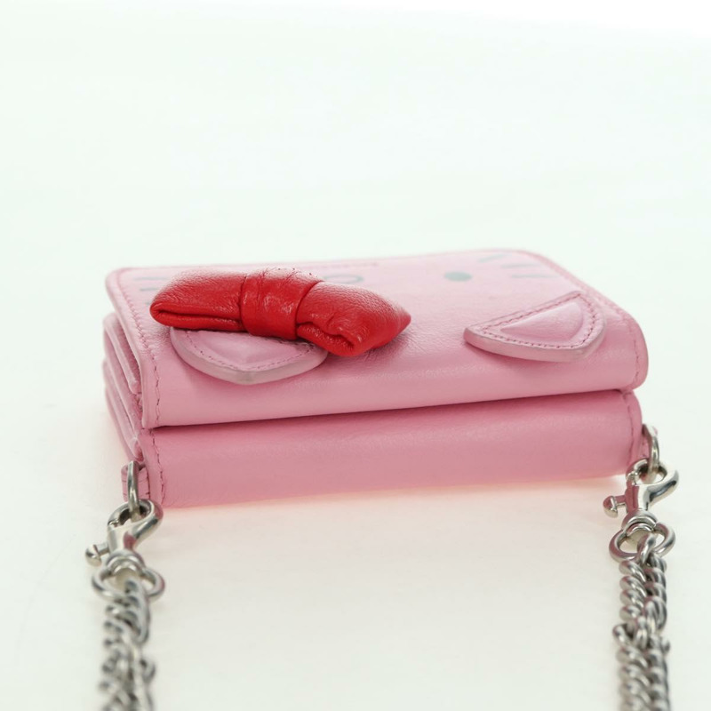 【日本直送】BALENCIAGA 迷你鏈條皮夾 Kitty 皮革粉紅銀色 623241 正品 170544SM-5