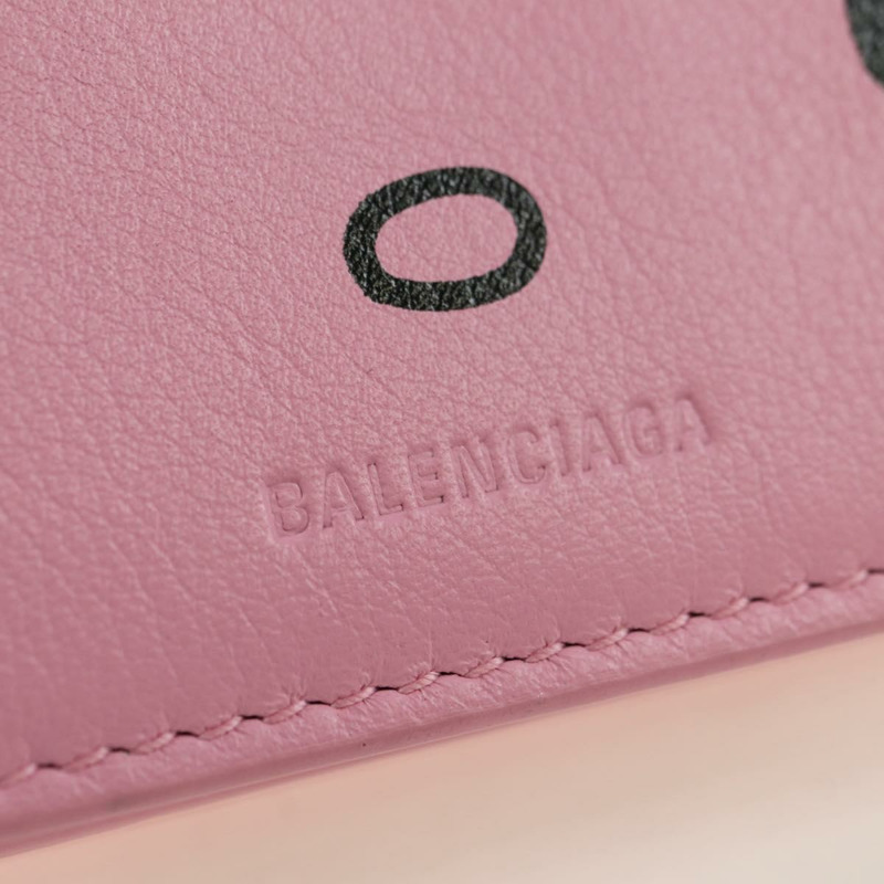 【日本直送】BALENCIAGA 迷你鏈條皮夾 Kitty 皮革粉紅銀色 623241 正品 170544SM-17