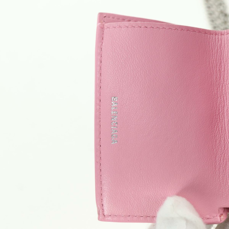 【日本直送】BALENCIAGA 迷你鏈條皮夾 Kitty 皮革粉紅銀色 623241 正品 170544SM-24