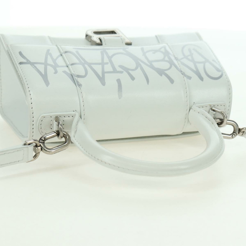 【日本直送】BALENCIAGA 沙漏形手提包 皮革 兩用 白色 銀色 592833 正品 bs34969M-5