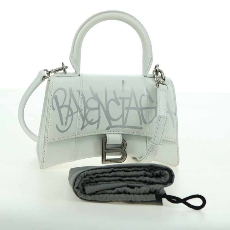 【日本直送】BALENCIAGA 沙漏形手提包 皮革 兩用 白色 銀色 592833 正品 bs34969M-11