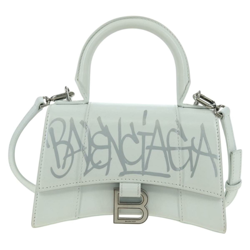 【日本直送】BALENCIAGA 沙漏形手提包 皮革 兩用 白色 銀色 592833 正品 bs34969M-12
