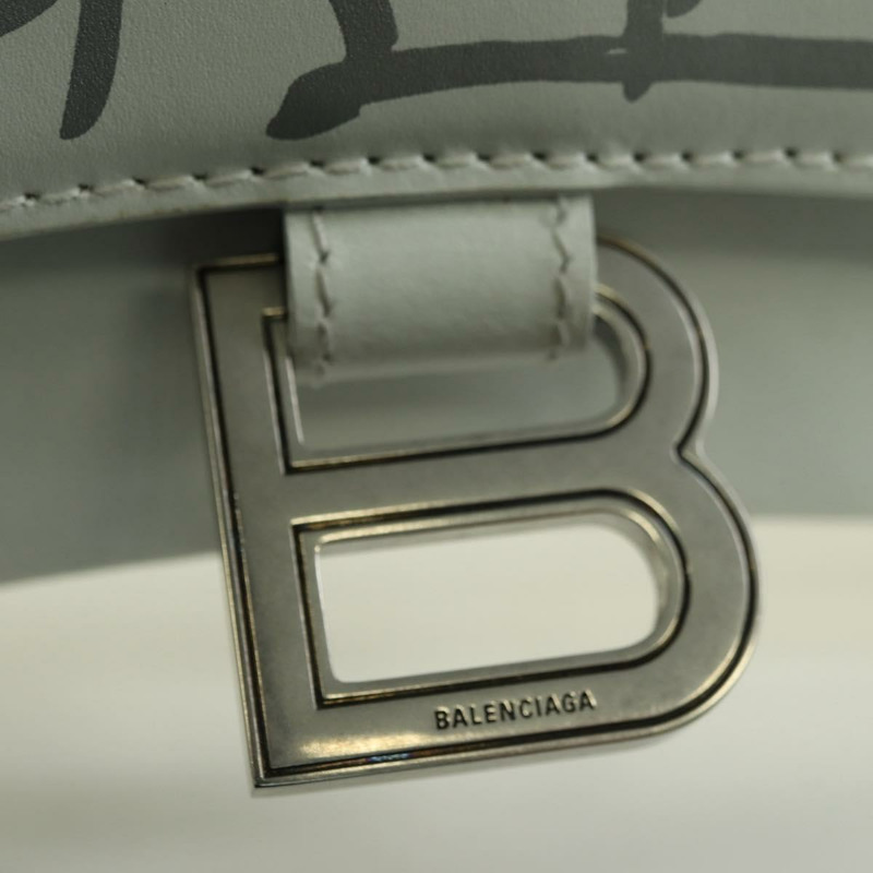 【日本直送】BALENCIAGA 沙漏形手提包 皮革 兩用 白色 銀色 592833 正品 bs34969M-20
