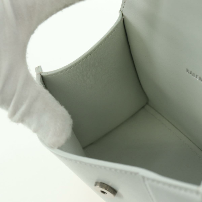 【日本直送】BALENCIAGA 沙漏形手提包 皮革 兩用 白色 銀色 592833 正品 bs34969M-24