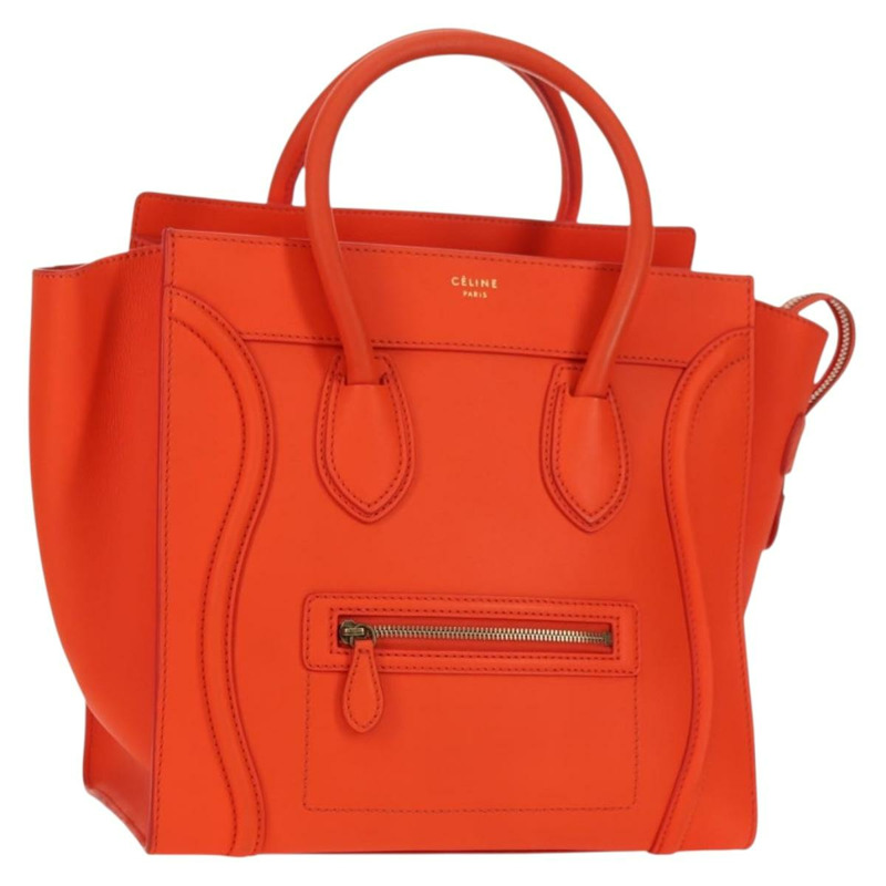 【日本直送】CELINE Luggage Mini Shopper 手提包 皮革 橙色 金色 正品 ep14592V-0