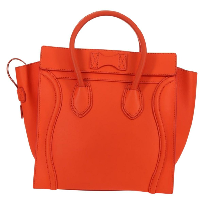 【日本直送】CELINE Luggage Mini Shopper 手提包 皮革 橙色 金色 正品 ep14592V-1
