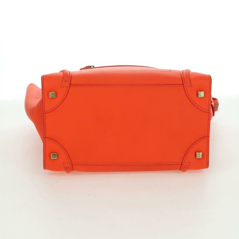 【日本直送】CELINE Luggage Mini Shopper 手提包 皮革 橙色 金色 正品 ep14592V-4