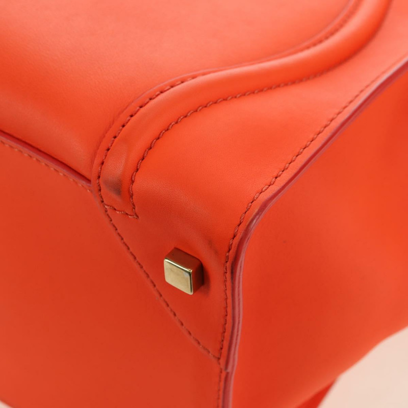 【日本直送】CELINE Luggage Mini Shopper 手提包 皮革 橙色 金色 正品 ep14592V-7