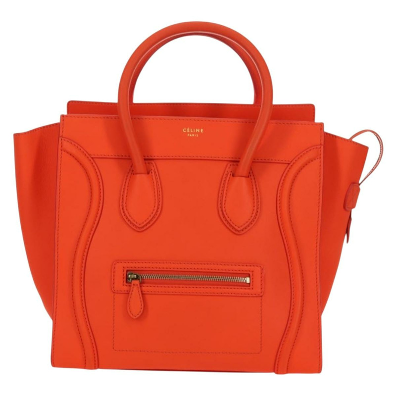 【日本直送】CELINE Luggage Mini Shopper 手提包 皮革 橙色 金色 正品 ep14592V-12