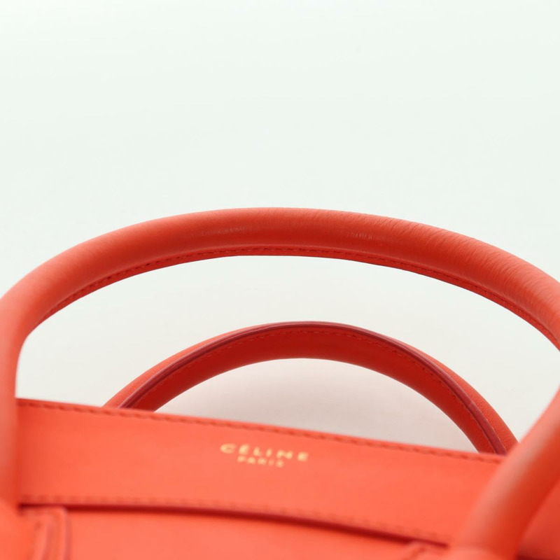 【日本直送】CELINE Luggage Mini Shopper 手提包 皮革 橙色 金色 正品 ep14592V-13