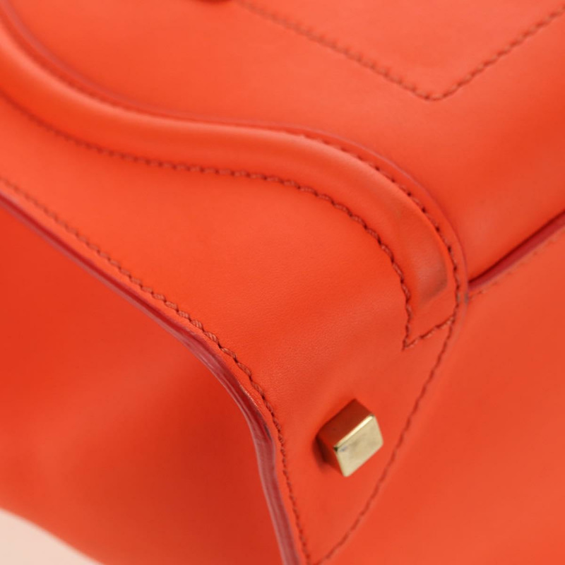 【日本直送】CELINE Luggage Mini Shopper 手提包 皮革 橙色 金色 正品 ep14592V-14
