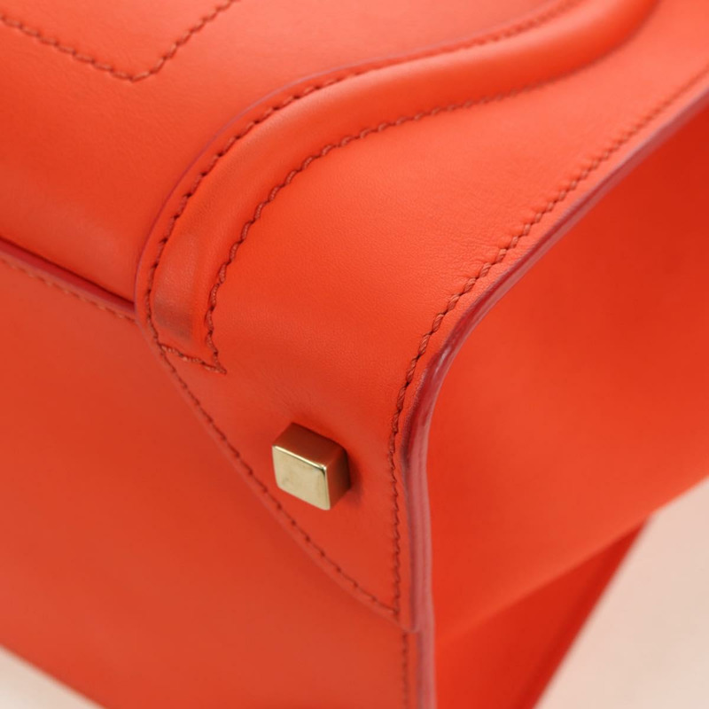 【日本直送】CELINE Luggage Mini Shopper 手提包 皮革 橙色 金色 正品 ep14592V-15