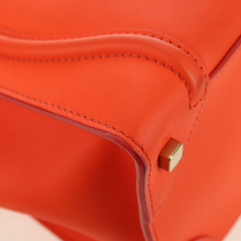【日本直送】CELINE Luggage Mini Shopper 手提包 皮革 橙色 金色 正品 ep14592V-16