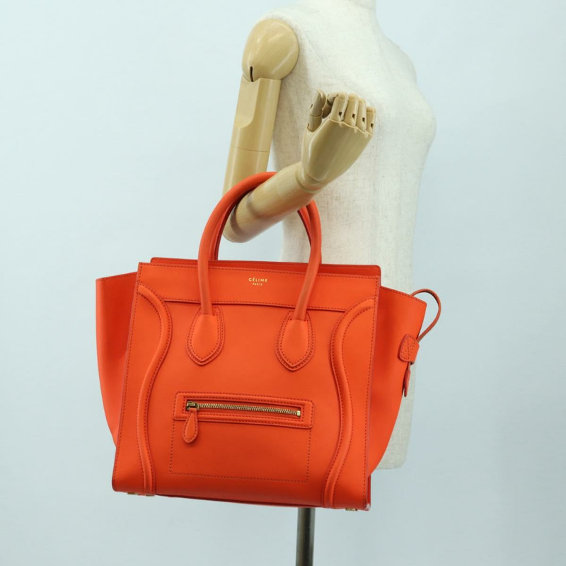 【日本直送】CELINE Luggage Mini Shopper 手提包 皮革 橙色 金色 正品 ep14592V-23