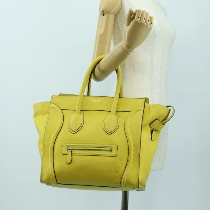 【日本直送】CELINE Luggage Mini Shopper 手提包 皮革 黃色 正品 ep14591V-26