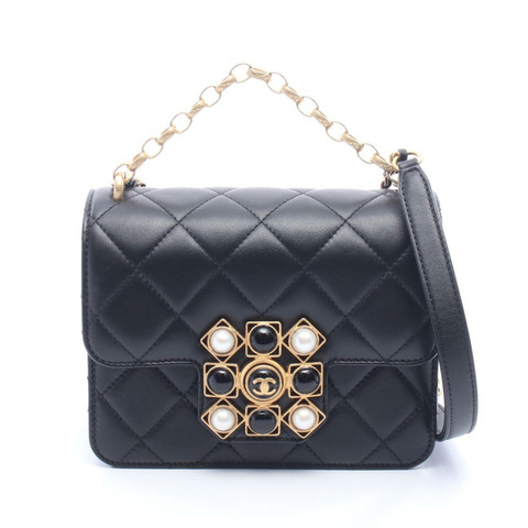 香奈兒 (CHANEL) 絎縫鏈條斜背包 AS1889 黑色皮革二手金色五金